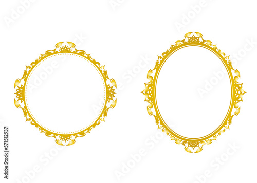 西洋風ゴシック円、楕円フレーム（金色）