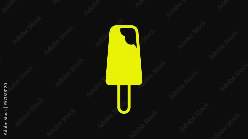 Yellow Ice cream icon isolated on black background. Sweet symbol. 4K Video motion graphic animation Yellow Ice cream icon isolated on black background. Sweet symbol. 4K Video motion graphic animation