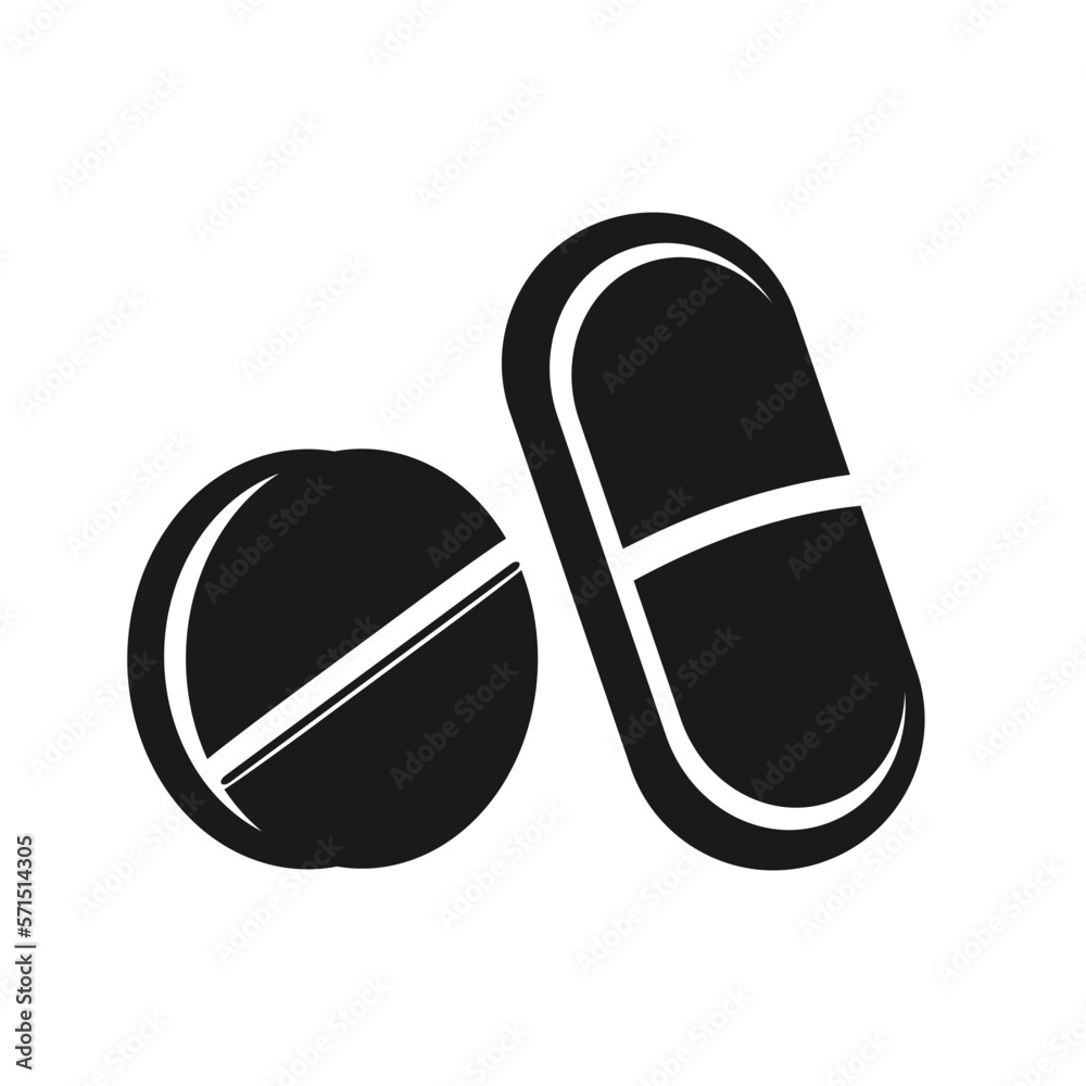 Vector illustration, logo, web icon of pills and medicines. Medicines. Isolated on a white background. Vector illustration, logo, web icon of pills and medicines. Medicines. Isolated on a white background.