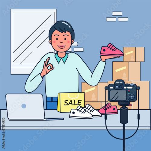 A shoe store sells shoes through an online channel with a live broadcast. To reach customers who like shoes quickly and all over the world.