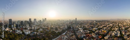 Beautiful aerial view of the capital of Mexico city of Mexico City at sunset. © nikwaller