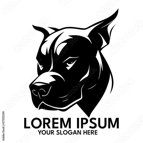 Angry Pitbull silhouette, Vector logo illustration
