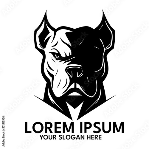 Angry Pitbull silhouette, Vector logo illustration