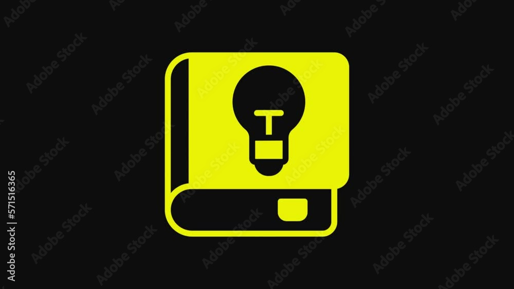Yellow User manual icon isolated on black background. User guide book. Instruction sign. Read before use. 4K Video motion graphic animation