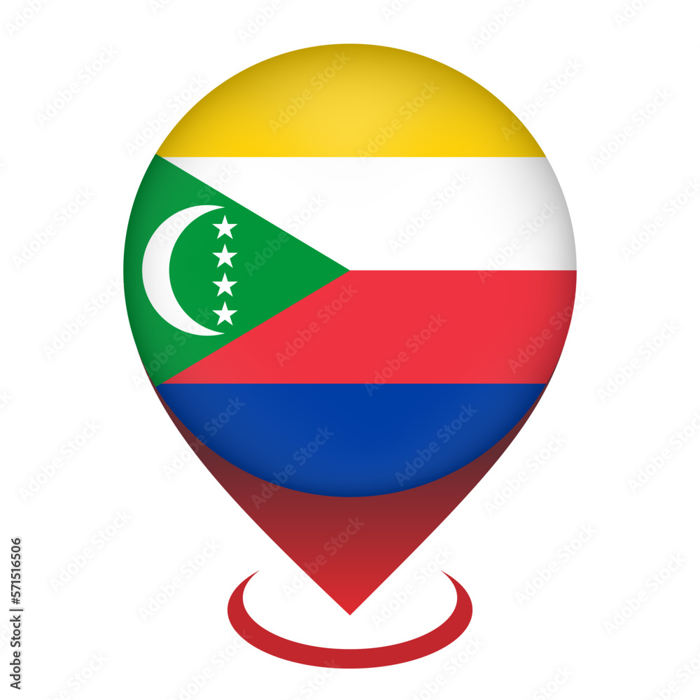 Map pointer with contry Comoros. Comoros flag. Vector illustration. Map pointer with contry Comoros. Comoros flag. Vector illustration.