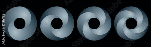 Abstract circles with swirl segments. Creative concept icon, logo or tattoo. Letter O symbol or icon or logo.