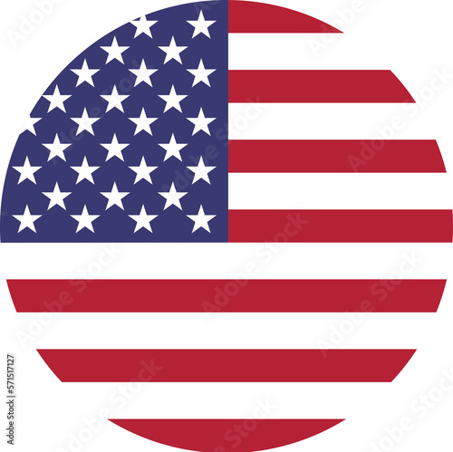 United States of America round flag isolated - High quality circular web button of the American emblem 