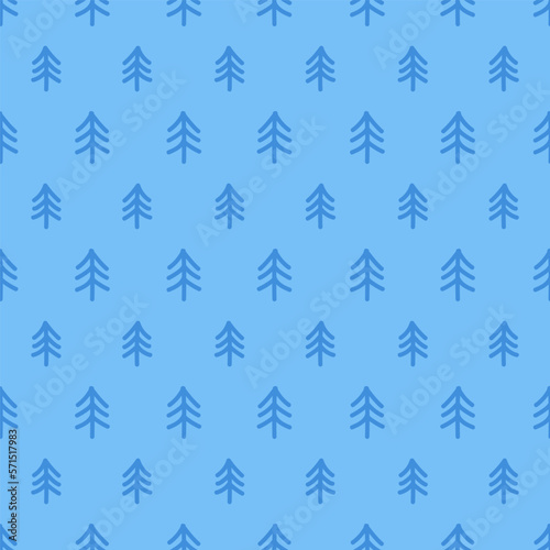 Blue seamless pattern with blue tree