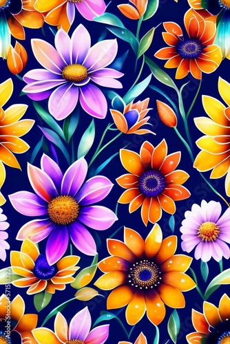 Bunch of African daisy pattern in a watercolor style  created with Generative AI technology