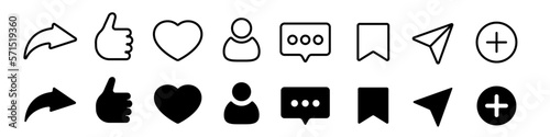 Set of social media icons symbols illustration
