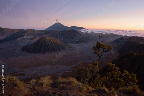 Mount bromo view from King Kong hill sunset. Mount Bromo is a stratovolcano on the Indonesian island of Java