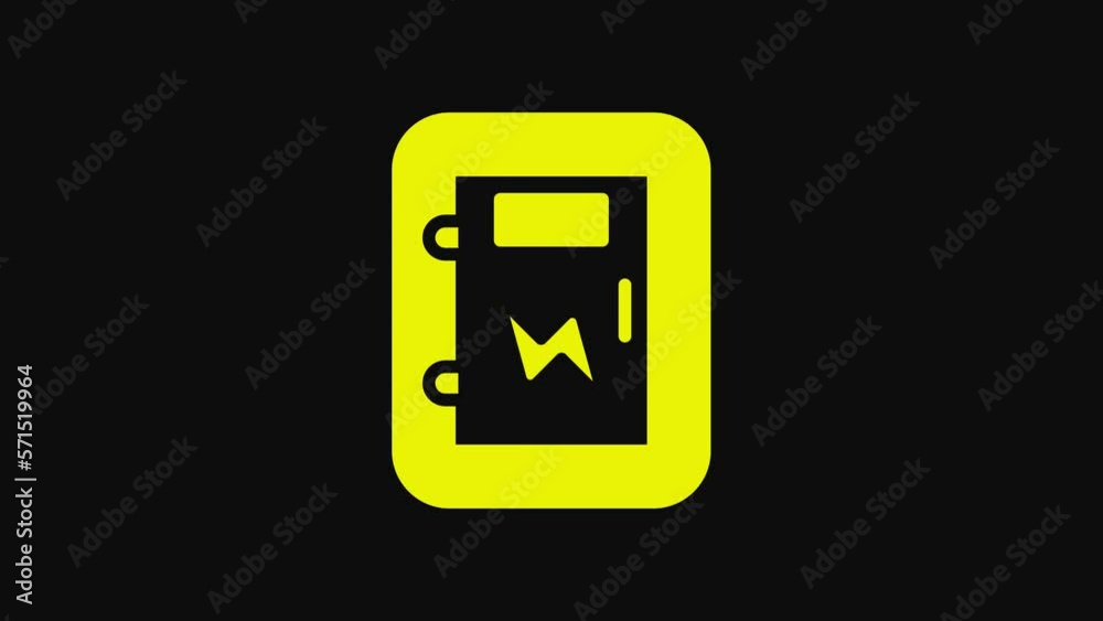 Yellow Electrical panel icon isolated on black background. 4K Video motion graphic animation Yellow Electrical panel icon isolated on black background. 4K Video motion graphic animation