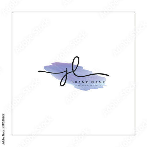 Watercolor Signature logo for Initial Letter JL - Vector Logo Template for Alphabet J and L photo