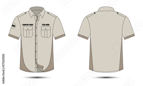 Outdoor life men's button front dan back shirt. Vector illustration