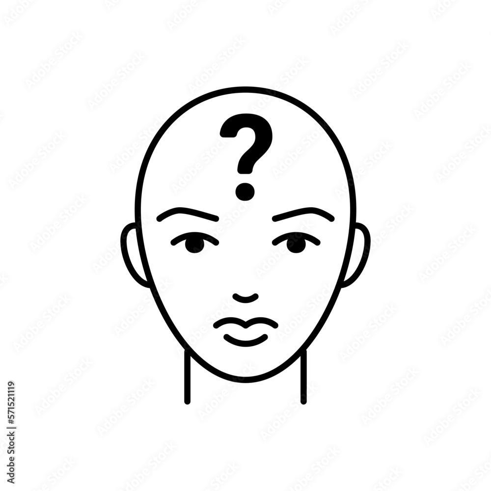Anonymous, head with sign question, guess and think, line icon. Who person concept, search suitable candidate, invisible man. Vector illustration Anonymous, head with sign question, guess and think, line icon. Who person concept, search suitable candidate, invisible man. Vector illustration