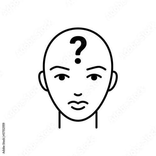 Anonymous, head with sign question, guess and think, line icon. Who person concept, search suitable candidate, invisible man. Vector illustration