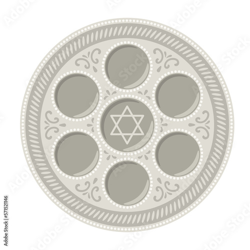 Happy Pesach Jewish Passover plate illustration. Holiday background with traditional symbols.