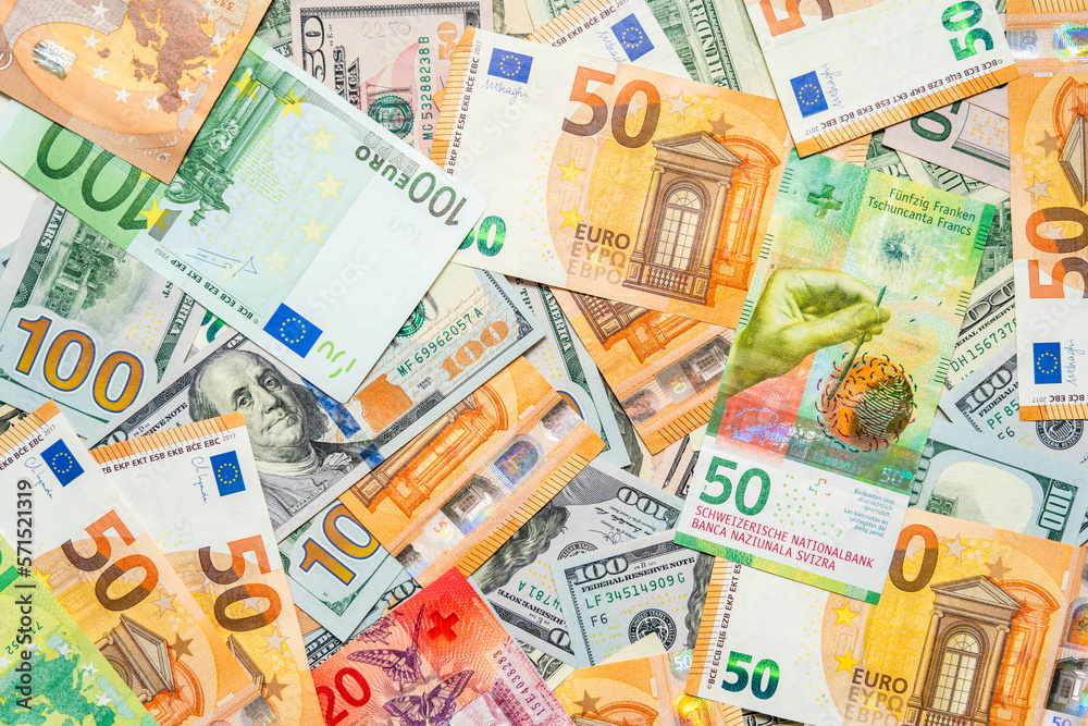 Background щf money pile dollar and euro bills Background щf money pile dollar and euro bills