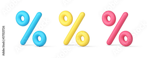 Percent math symbol sale discount financial shopping special offer 3d icon set realistic vector