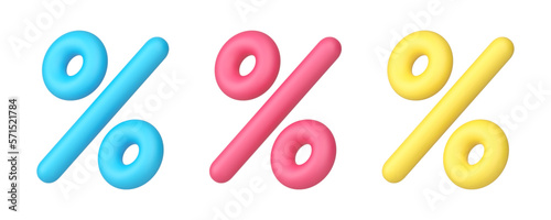 Percentage sale discount shopping clearance deal advertising 3d icon set realistic vector
