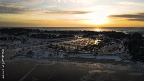 Wallpaper Mural Lake Michigan as seen from Muskegon lake during sunset in Winter. Torontodigital.ca