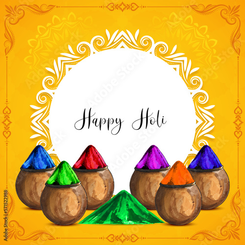 Happy Holi indian cultural festival greeting card design