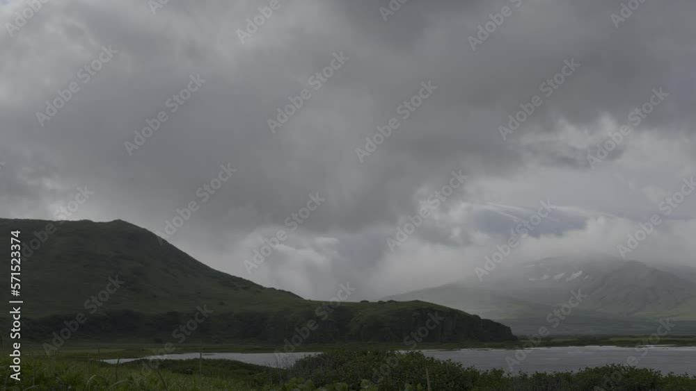 Timelaps, clouds falling down at the Volcano Frosty, Peninsula Alaska Timelaps, clouds falling down at the Volcano Frosty, Peninsula Alaska