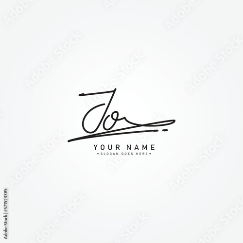 Handwritten Signature logo for Initial Letter JO - Vector Logo Template for Alphabet J and O