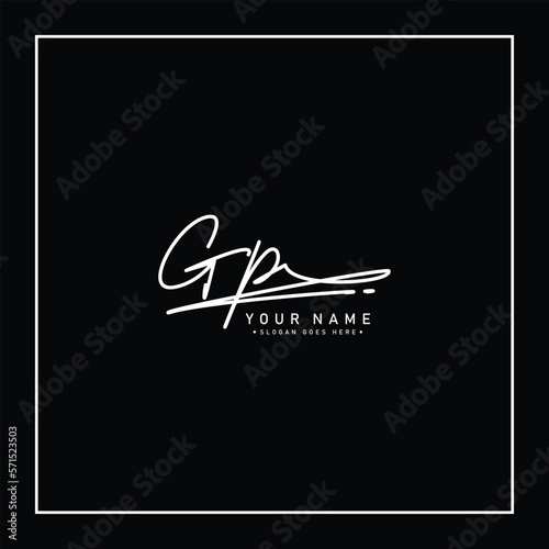 GP Simple Signature Logo - Handwritten Vector Template for G and P Logo
