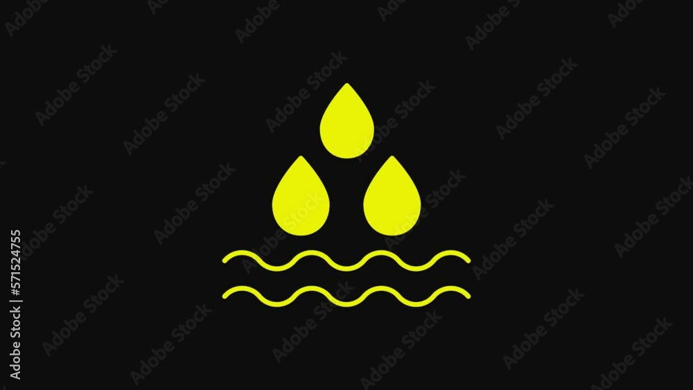 Yellow Water drop icon isolated on black background. 4K Video motion graphic animation Yellow Water drop icon isolated on black background. 4K Video motion graphic animation