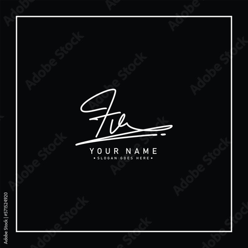 Handwritten Signature logo for Initial Letter FV - Vector Logo Template for Alphabet F and V