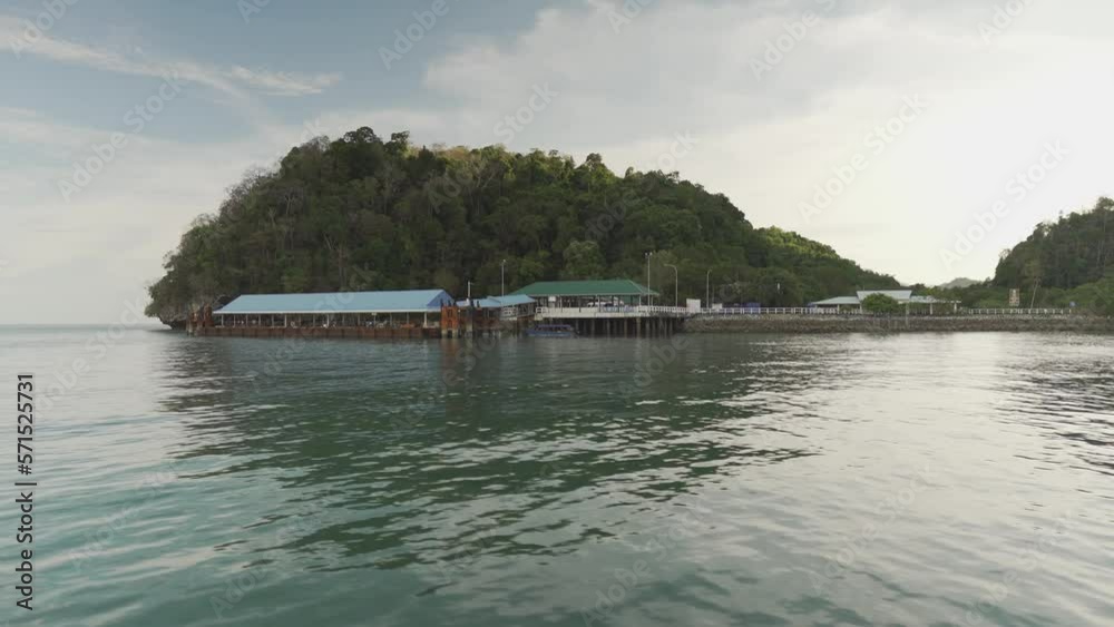 Drone shot of the waters of a small tropical island, Langkawi, malaysia Drone shot of the waters of a small tropical island, Langkawi, malaysia