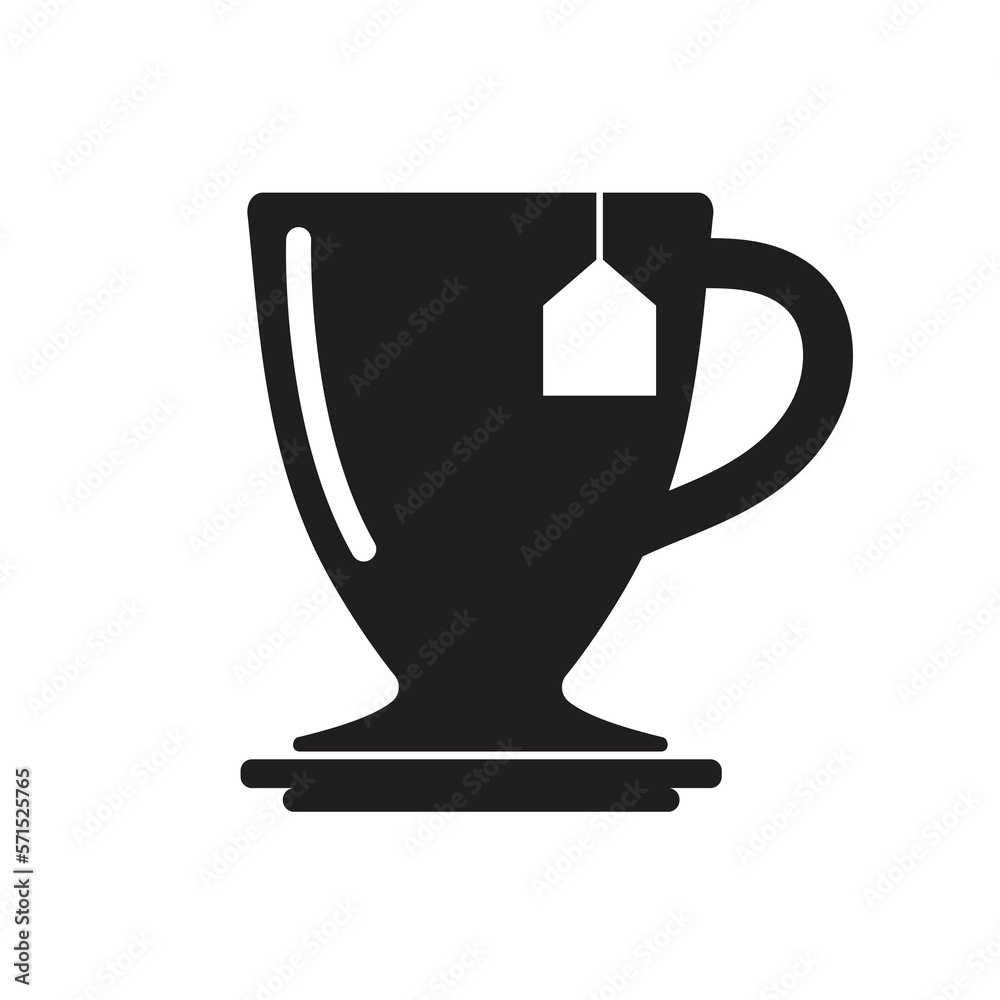 TEA ON CUP ICON LOGO VECTOR IMAGE
