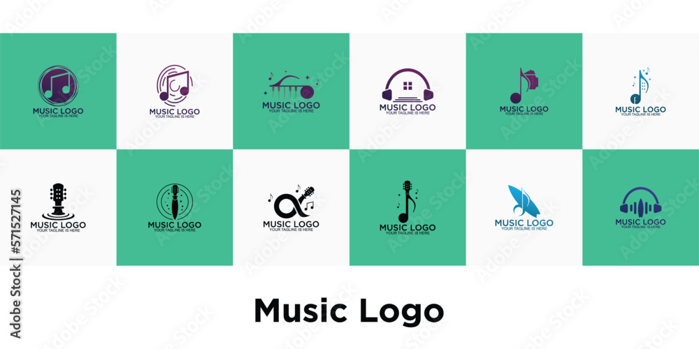 set of music logo vector, music logo inspiration