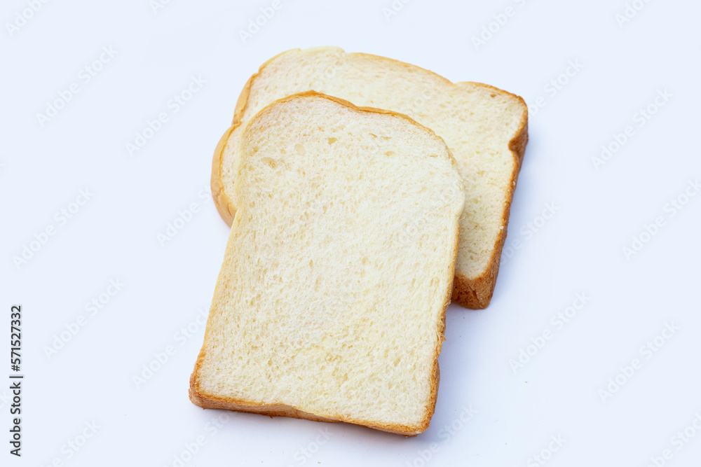 Sliced bread on white  background.