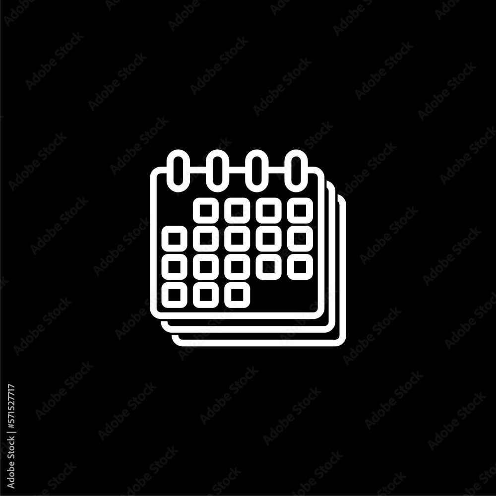 Calendar Icon isolated on black background. Calendar Icon isolated on black background.