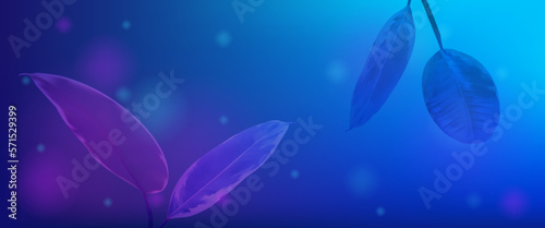 Modern business renovation design concept, recovery, progress, economic growth on blue background with tropical plants. 