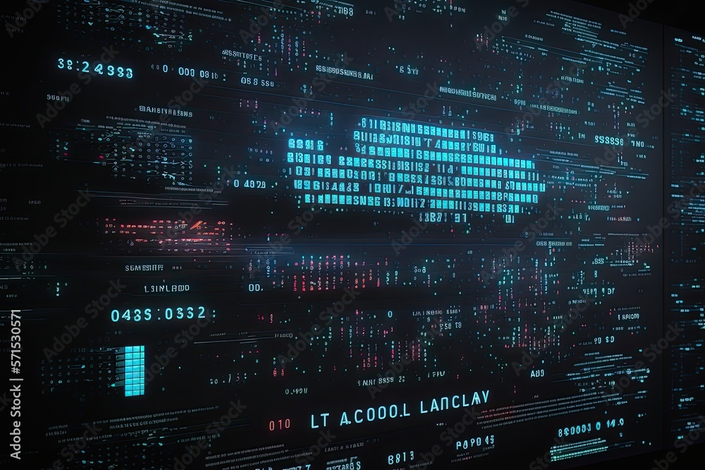 Abstract cyberspace Code digital technology background. Stream big data. Generative AI Abstract cyberspace Code digital technology background. Stream big data. Generative AI