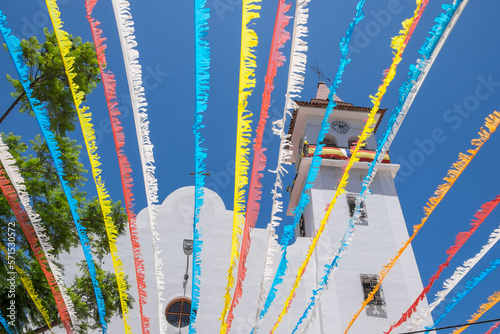 Ambiente de fiesta en la plaza de la iglesia del barrio de La Vera, en la ciudad turística del Puerto de la Cruz en la costa norte de Tenerife, Canarias photo