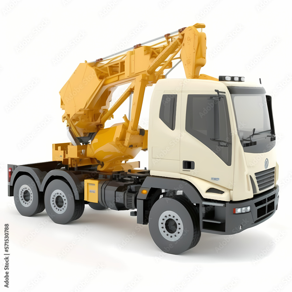crane truck isolated on white