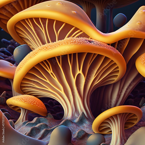 Microscopic image of fungus structure, AI Generated