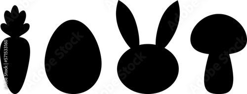 Easter Bunny egg carrot mushroom silhouettes vector illustration © Ирина Шишкова