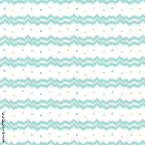 Pastel fluffy polka dots. Doodle stripes geometric seamless pattern background. Lovely infantile style nursery print.