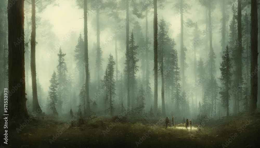 Fototapeta premium misty morning in the forest