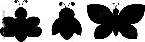 Insect bee ladybug butterfly silhouette vector illustration