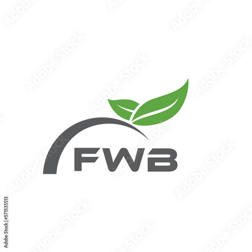 FWB letter nature logo design on white background. FWB creative initials letter leaf logo concept. FWB letter design.
 photo