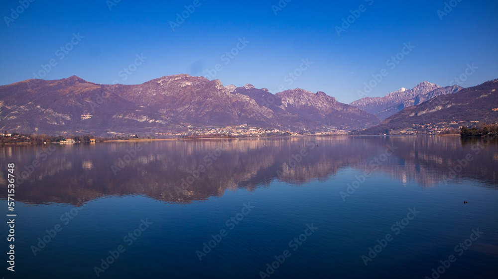 Reflection in the lake Annone, Lecco, lombardy,italy
