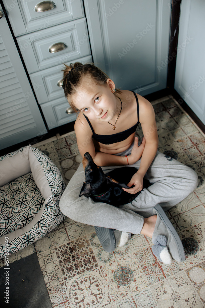 Fototapeta premium person sitting on floor