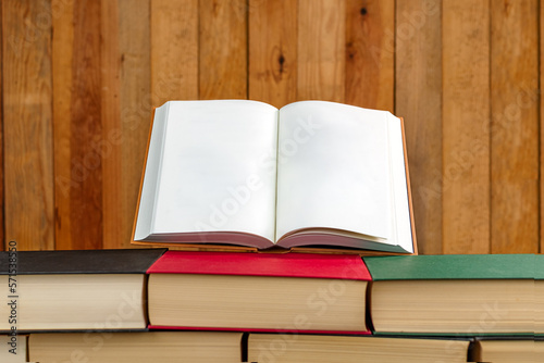 book opened in half with blank pages