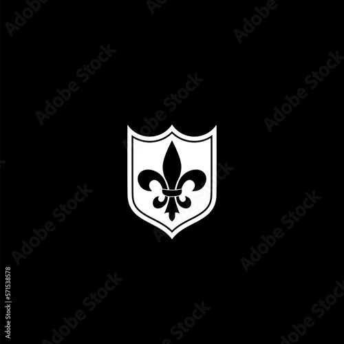 Coat of arms with fleur de lis heraldic symbol icon isolated on dark background